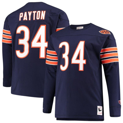 Mitchell & Ness Walter Payton Navy Chicago Bears Big & Tall Retired Player Name & Number Long Sleeve