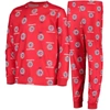 OUTERSTUFF YOUTH RED LA CLIPPERS ALLOVER PRINT LONG SLEEVE T-SHIRT AND PANTS SLEEP SET