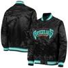 Mitchell & Ness Big Boys  Black Vancouver Grizzlies Hardwood Classics Satin Raglan Full-snap Jacket In Black