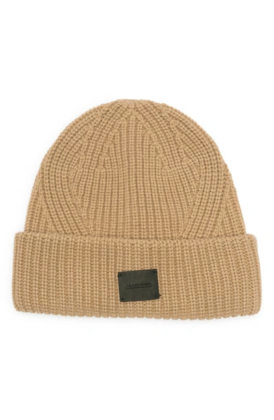 Allsaints Travelling Rib Beanie In Beige