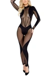 ROMA CONFIDENTIAL ROMA CONFIDENTIAL LONG SLEEVE SHEER MESH DETAILED JUMPSUIT