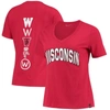 UNDER ARMOUR UNDER ARMOUR RED WISCONSIN BADGERS SPINE PRINT V-NECK T-SHIRT