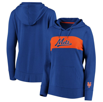 Fanatics Plus Size Royal New York Mets Tri-blend Colorblock Pullover Hoodie
