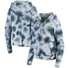 New Era Women's College Navy Seattle Seahawks Tie Dye Fleece Full-zip Hoodie In Navy