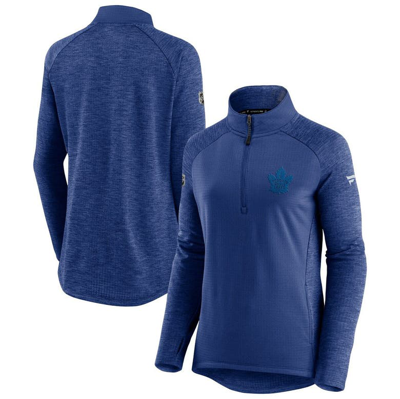 Fanatics Women's Blue And Heathered Blue Tampa Bay Lightning Logo Authentic Pro Travel And Training Raglan Qu In Blue,heathered Blue