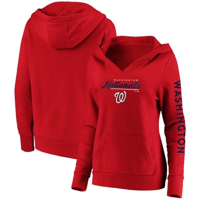 Fanatics Women's  Branded Red Washington Nationals Core Team Lockup V-neck Pullover Hoodie