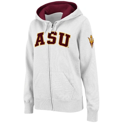 Colosseum Women's Stadium Athletic White Arizona State Sun Devils Arched Name Full-zip Hoodie