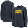 Pressbox Women's Navy Cal Bears Comfy Cord Vintage-like Wash Basic Arch Pullover Sweatshirt In Navy