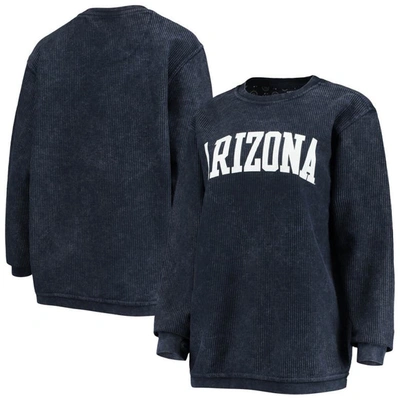 Pressbox Women's Navy Arizona Wildcats Comfy Cord Vintage-like Wash Basic Arch Pullover Sweatshirt