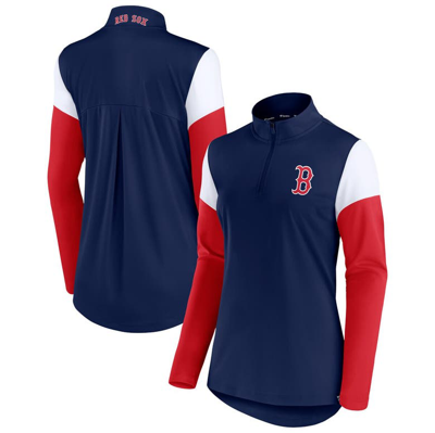 Fanatics Women's Navy, Red Cleveland Indians Authentic Fleece Quarter-zip Jacket In Navy,red