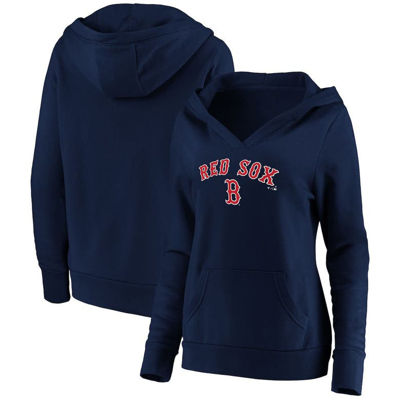 Fanatics Plus Size Navy Boston Red Sox Core Team Lockup V-neck Pullover Hoodie