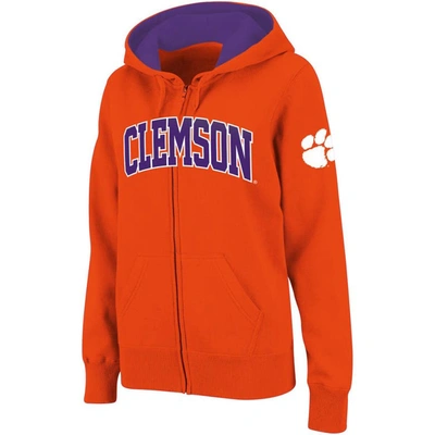 COLOSSEUM STADIUM ATHLETIC ORANGE CLEMSON TIGERS ARCHED NAME FULL-ZIP HOODIE