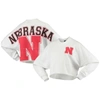 SPIRIT JERSEY WHITE NEBRASKA HUSKERS RAW HEM CROPPED SPIRIT JERSEY LONG SLEEVE T-SHIRT