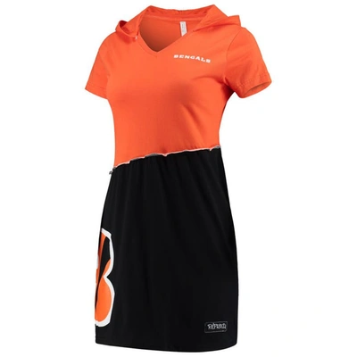 REFRIED APPAREL REFRIED APPAREL ORANGE/BLACK CINCINNATI BENGALS SUSTAINABLE HOODED MINI DRESS