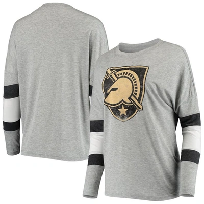 Camp David Heathered Grey Army Black Knights Swell Stripe Long Sleeve T-shirt In Heather Grey