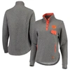 Pressbox Women's  Heathered Gray And Orange Clemson Tigers Magnum Quilted Quarter-snap Pullover Jacke In Heather Gray