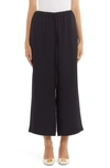 Valentino Cropped Pleated Wool And Silk-blend Stretch-crepe Wide-leg Pants In Black
