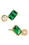 Nadri Social Lights Cubic Zirconia & Nano Crystal Stud Earrings In Gold/green