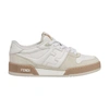 FENDI MATCH - WHITE SUEDE LOW TOP SNEAKERS