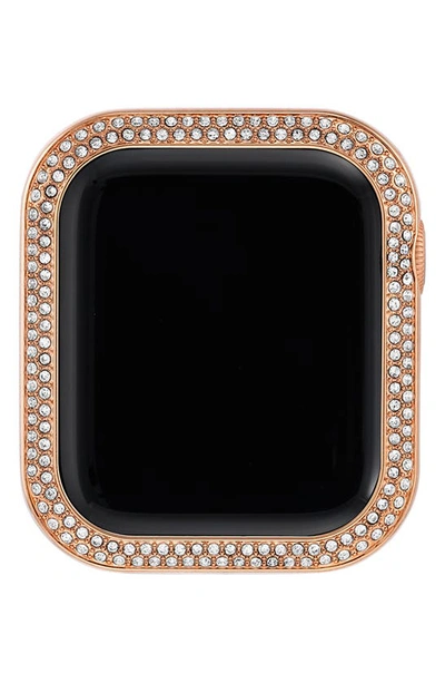 Anne Klein 44mm Apple Watch Metal Protective Bumper In Rose-gold With Crystal Accents In Rose Gold