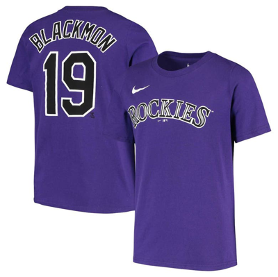 Nike Kids' Youth Big Boys Charlie Blackmon Purple Colorado Rockies Player Name And Number T-shirt