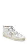 Golden Goose Mid Star Crystal Embellished Sneaker In White/ Silver/ Grey