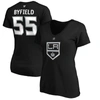 Fanatics Women's Quinton Byfield Black Los Angeles Kings Authentic Stack Name And Number V-neck T-shirt In Black
