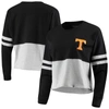 BOXERCRAFT BLACK/HEATHERED grey TENNESSEE VOLUNTEERS CROPPED RETRO JERSEY LONG SLEEVE T-SHIRT