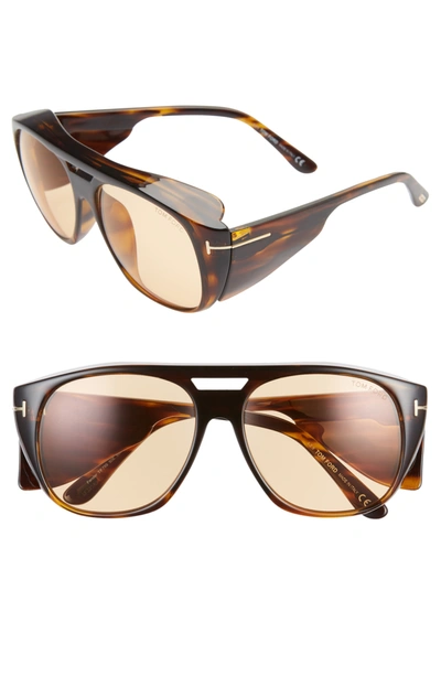 Tom Ford Fender 59mm Square Sunglasses In Shiny Brown/ Light
