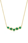 Monica Vinader Siren Mini Nugget Cluster Necklace In Yellow Gold/ Green Onyx