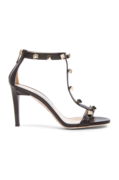 Jimmy Choo Lamba 50 Black Nappa Leather Sandals With Gold Cube Studs