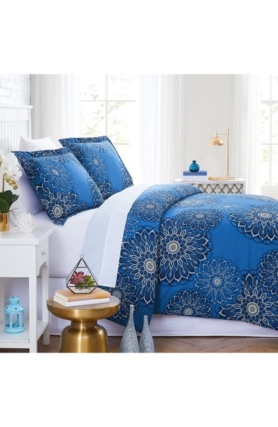 Southshore Fine Linens Premium Collection Oversized Comforter 3-piece Set In Midnight Floral Blue