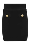 Balmain Black Pencil Mini Skirt With Jewel Buttons In Black