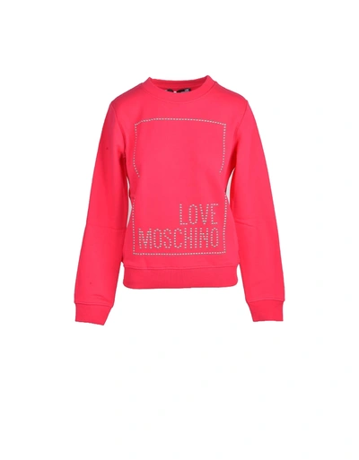 Love Moschino Studded French Cotton-terry Sweatshirt In Fuchsia
