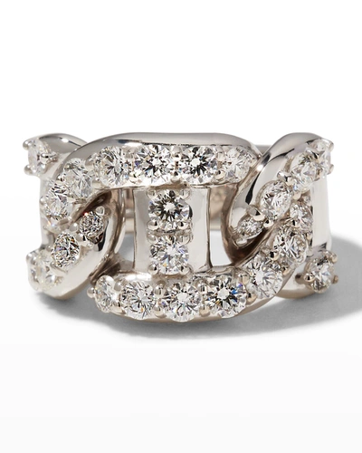 Leo Pizzo 18k White Gold Diamond Chain-link Ring