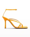 Bottega Veneta Multi Strap Stretch High-heel Sandals In Tangerine