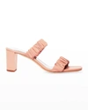 Staud Pink Frankie 50 Ruched Leather Sandals In Dark Blush