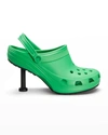 Balenciaga X Croc Madame Rubber Stiletto Clogs In Gras Green