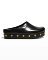 Tory Burch Leather Coin Stud Slide Mules In Perfect Black
