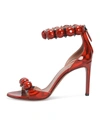 Alaïa La Bombe 90mm Laminated Leather Sandals In 322 Reflex Rouge