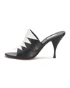 Alaïa 90mm Calf Leather Stitched Bicolor Mule Sandals In 991 Noirblanc