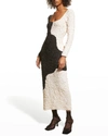 Mara Hoffman + Net Sustain Amy Two-tone Tencel Modal-cloqué Midi Dress In Cream Blk