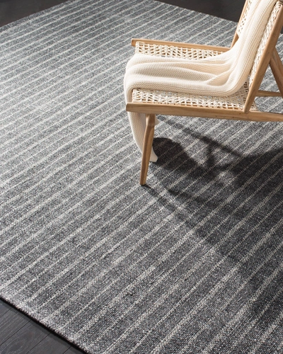 Ralph Lauren Miles Charcoal Stripe Flat Weave Rug, 5' X 8'