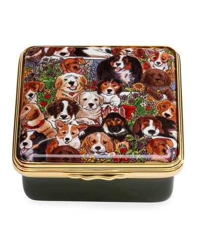 Halcyon Days Dogs Leave Paw Prints Enamel Box