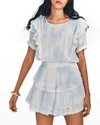 Loveshackfancy Women's Natasha Tie-dye Ruffled Chiffon Mini Dress In Bedroom Blue Hand