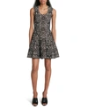 Alaïa Leopard Jacquard Sleeveless Fit & Flare Minidress In Noir/ivoire