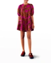 FARM RIO ARTSY LEOPARDS TIERED MINI DRESS