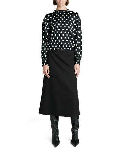 Balenciaga Pushup Wool Barathea Midi Skirt In Black