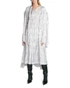 Balenciaga Thumbnail Print Oversize Technical Satin Long Sleeve Midi Dress In Bianco