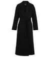 S Max Mara Esturia Belted Double Wool Long Coat In Black